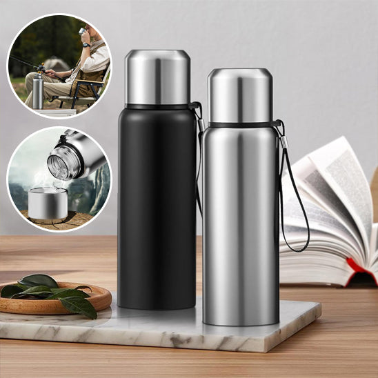 Gourde isotherme en noir ou argent table