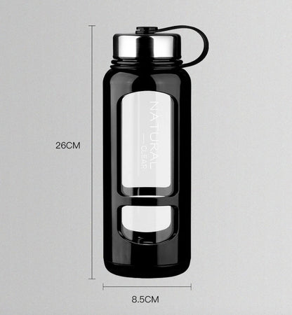 gourde verre 1000ml noire 26cm x 8.5cm