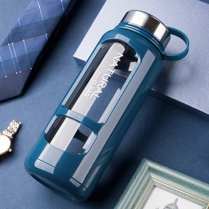 gourde verre protecteur bleu