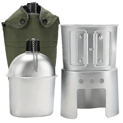 gourdes aluminium avec tasse réchaud sac transport