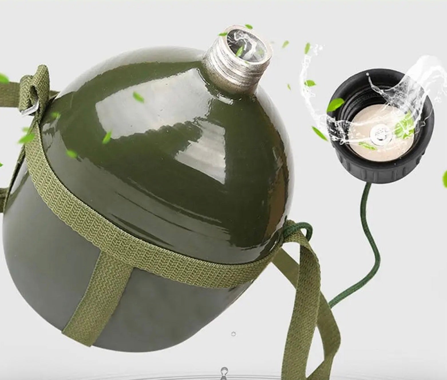 gourdes en aluminium rondes style armée