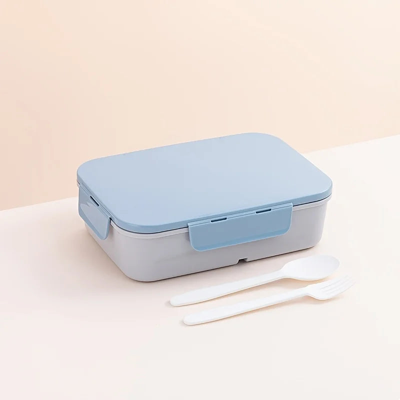 lunch box bleue avec couverts