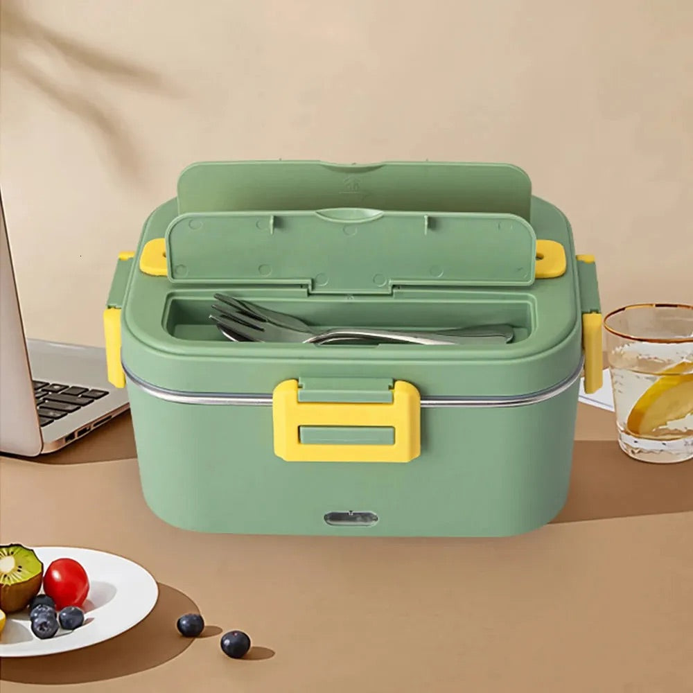 lunch box chauffante verte compartiment ustensile