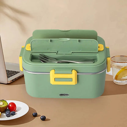 lunch box chauffante verte compartiment ustensile