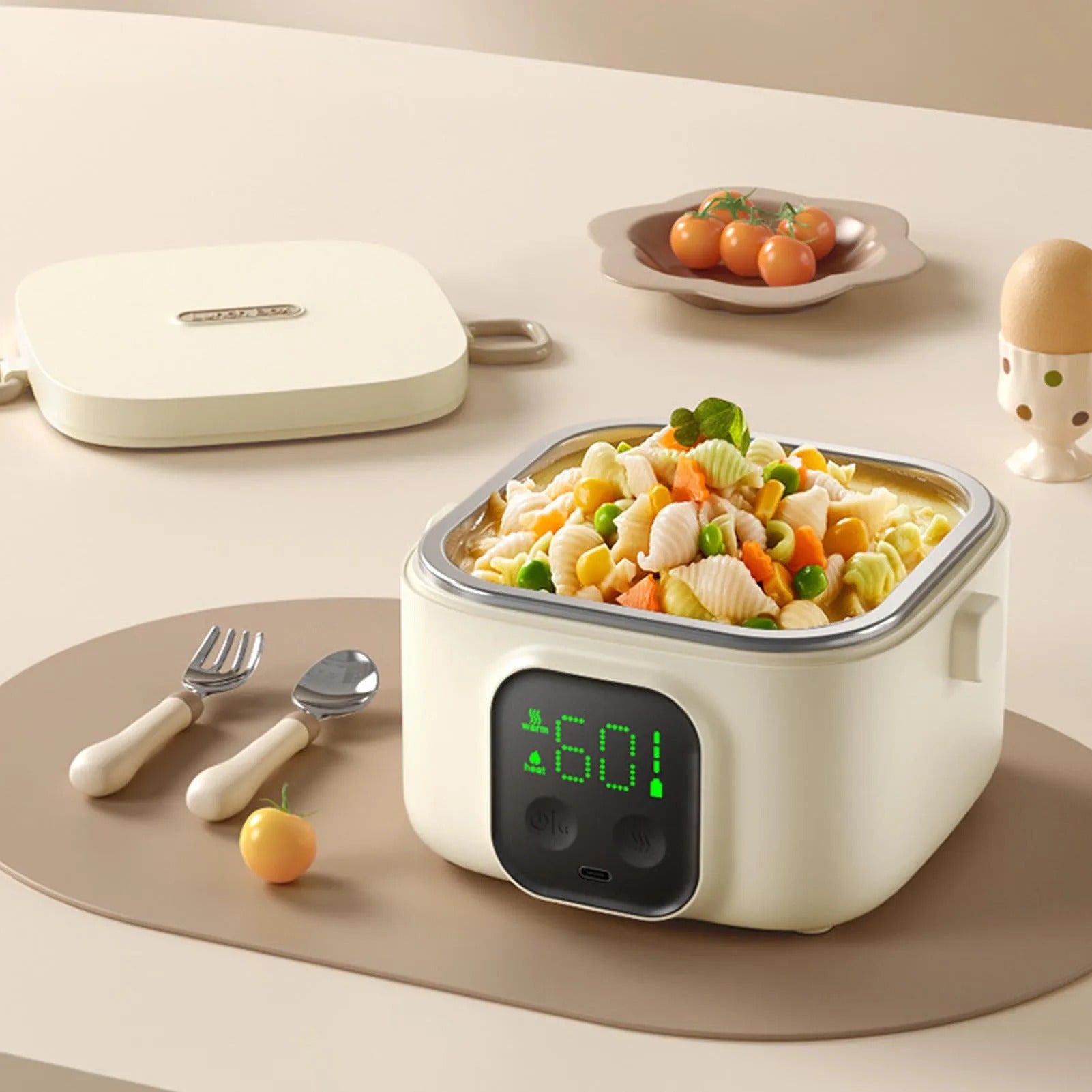 lunch box electrique ouverte table