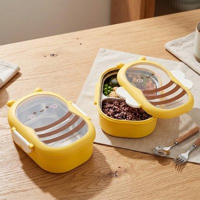 Lunch box enfant abeille une ouverte et une fermée 