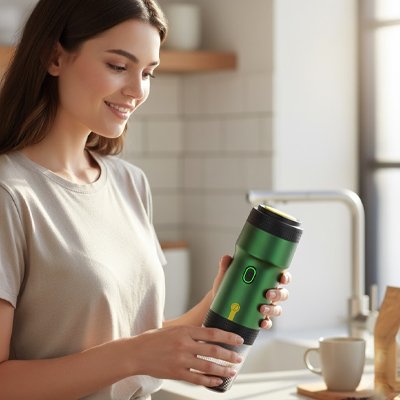 Machine a café portable​ avec verre intégré à l'appareil