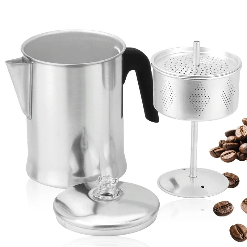percolateur à café couvert et filtre