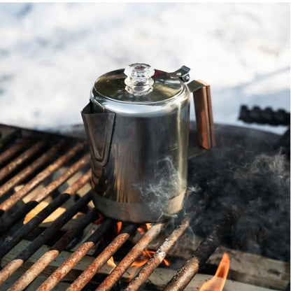 percolateur directement grille feu bois camping hiver