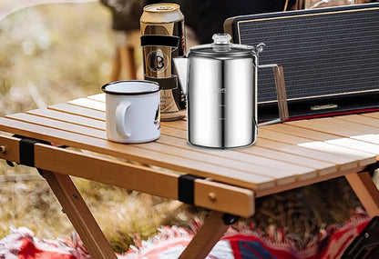 percolateur table avec équipement camping
