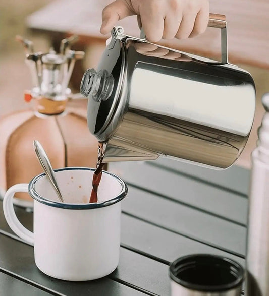 percolateur verse café tasse avec poignée bois