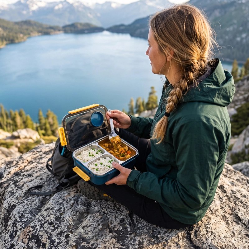 Randonneuse mange avec lunch box trois compartiments montagne 