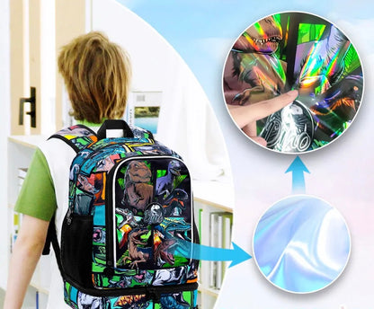 sac a dos enfant isotherme matériau brillant argenté