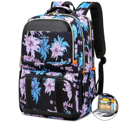 Sac a dos glaciere fleuri pastel fond noir