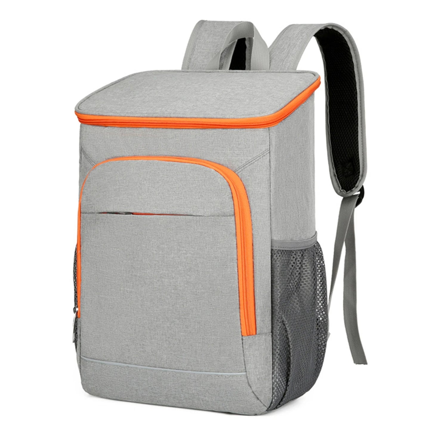 Sac à dos isotherme gris et orange de côté