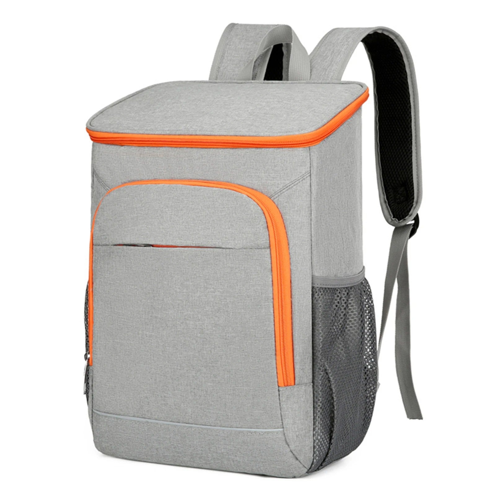 Sac à dos isotherme gris et orange de côté