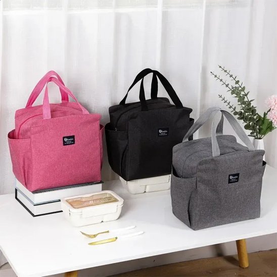 Sac à repas isotherme en rose, noir ou gris