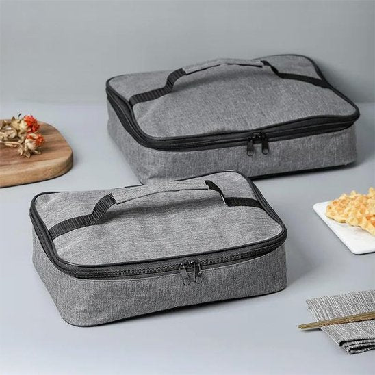 sac à repas isotherme gris poignée transport