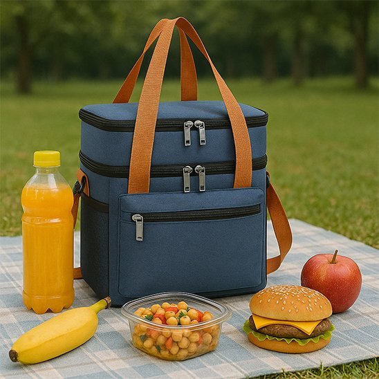 sac isotherme repas bleu dehors