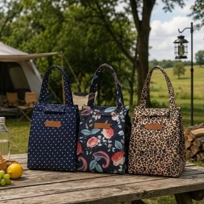 Sac isotherme repas en trois différents modèles de couleurs