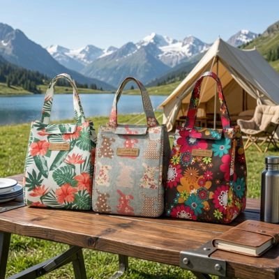Sac isotherme repas en trois modèles différents colorés