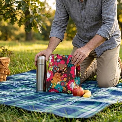 Sac isotherme repas motifs floraux colorés
