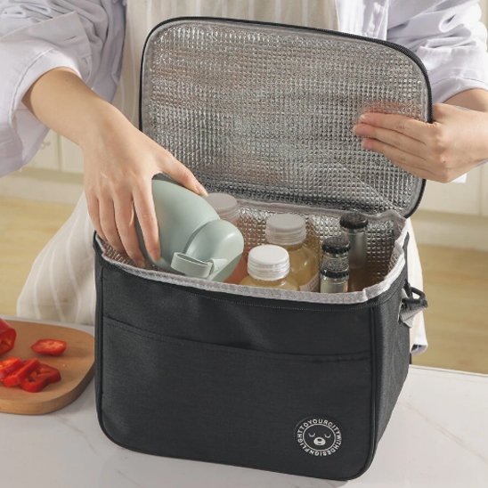 sac isotherme repas noir ouvert