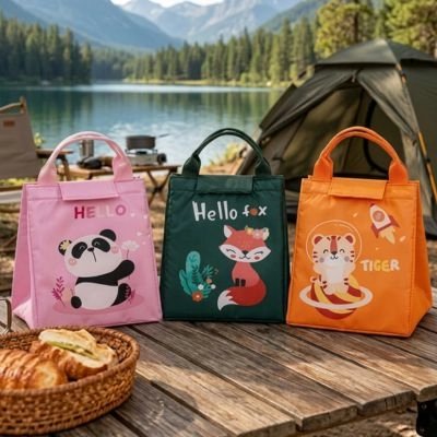 Sac isotherme repas panda tigre ou renard table pique-nique