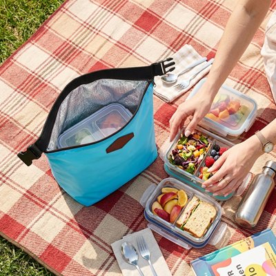 Sac isotherme repas turquoise grande ouverture pique-nique
