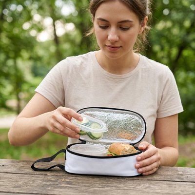 Sac repas isotherme blanc grande ouverture 