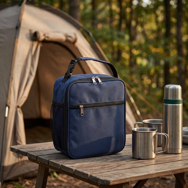 Sac repas isotherme bleu table camping
