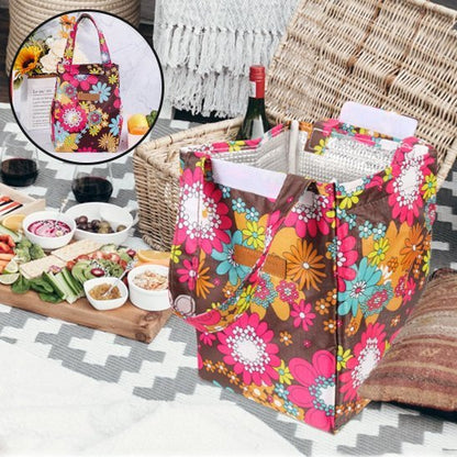 sac repas isotherme fleuri sur nappe extérieur