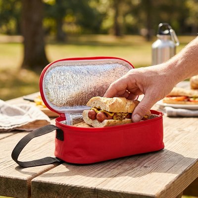 Sac repas isotherme rouge table pique-nique